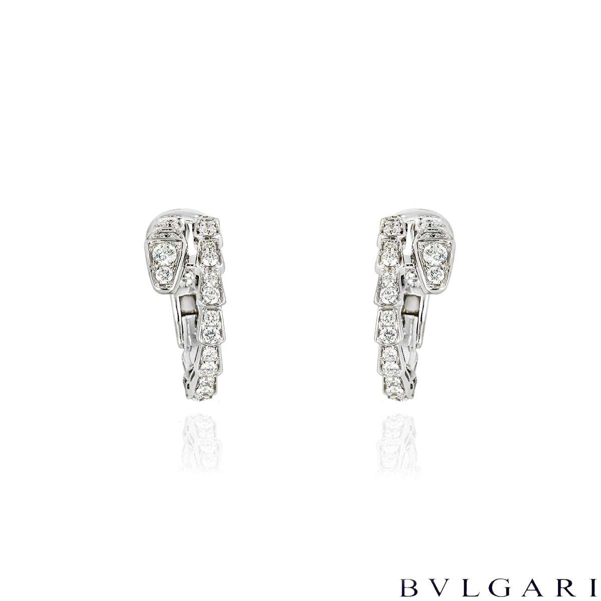 Bvlgari White Gold Diamond Serpenti Viper Hoop Earrings 0.75ct 358360 Bvlgari White Gold Diamond Serpenti Viper Hoop Earrings 0.75ct 358360